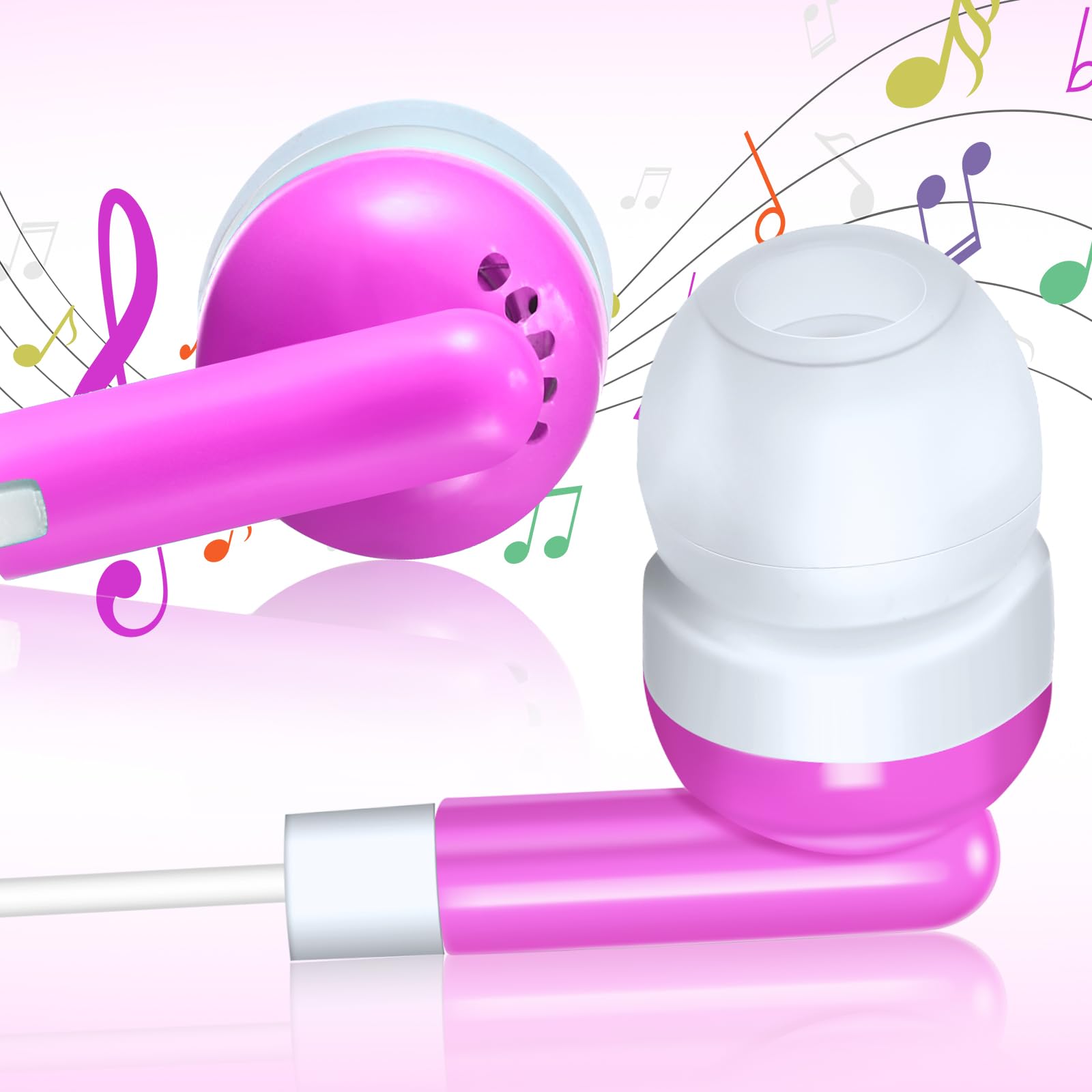 Konohan Confezione da 100 auricolari per aule, per studenti, per bambini, scuole, biblioteche, laptop, 3,5 mm, confezionate singolarmente (rosa)
