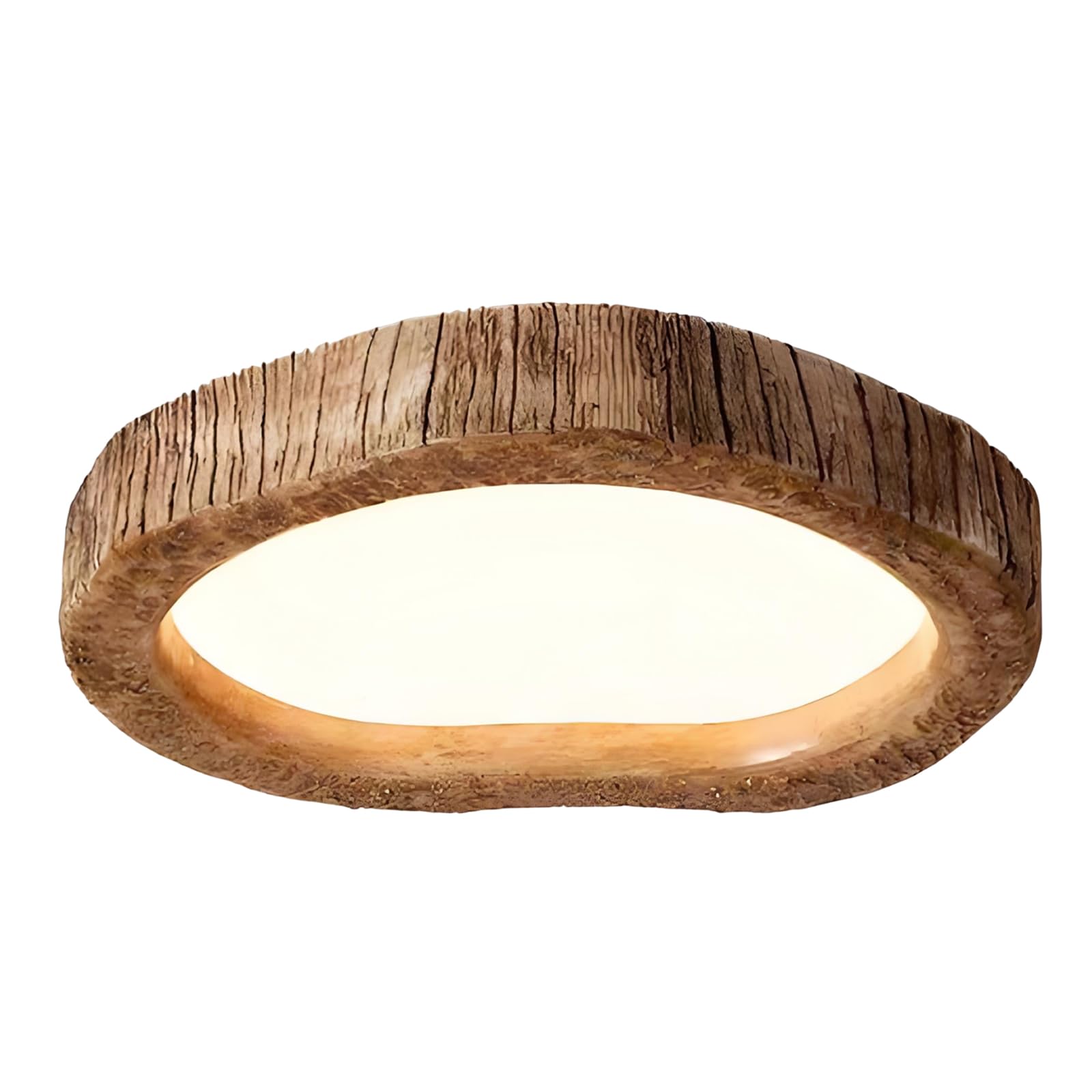 YNVIOZM Dimmable LED Flush Mount Ceiling Light with Remote Control Round Vintage Resin LED Low Profile Close to Ceiling Lighting Fixtures for Farmhouse Kitchen Bedroom Bathroom Laundry Room