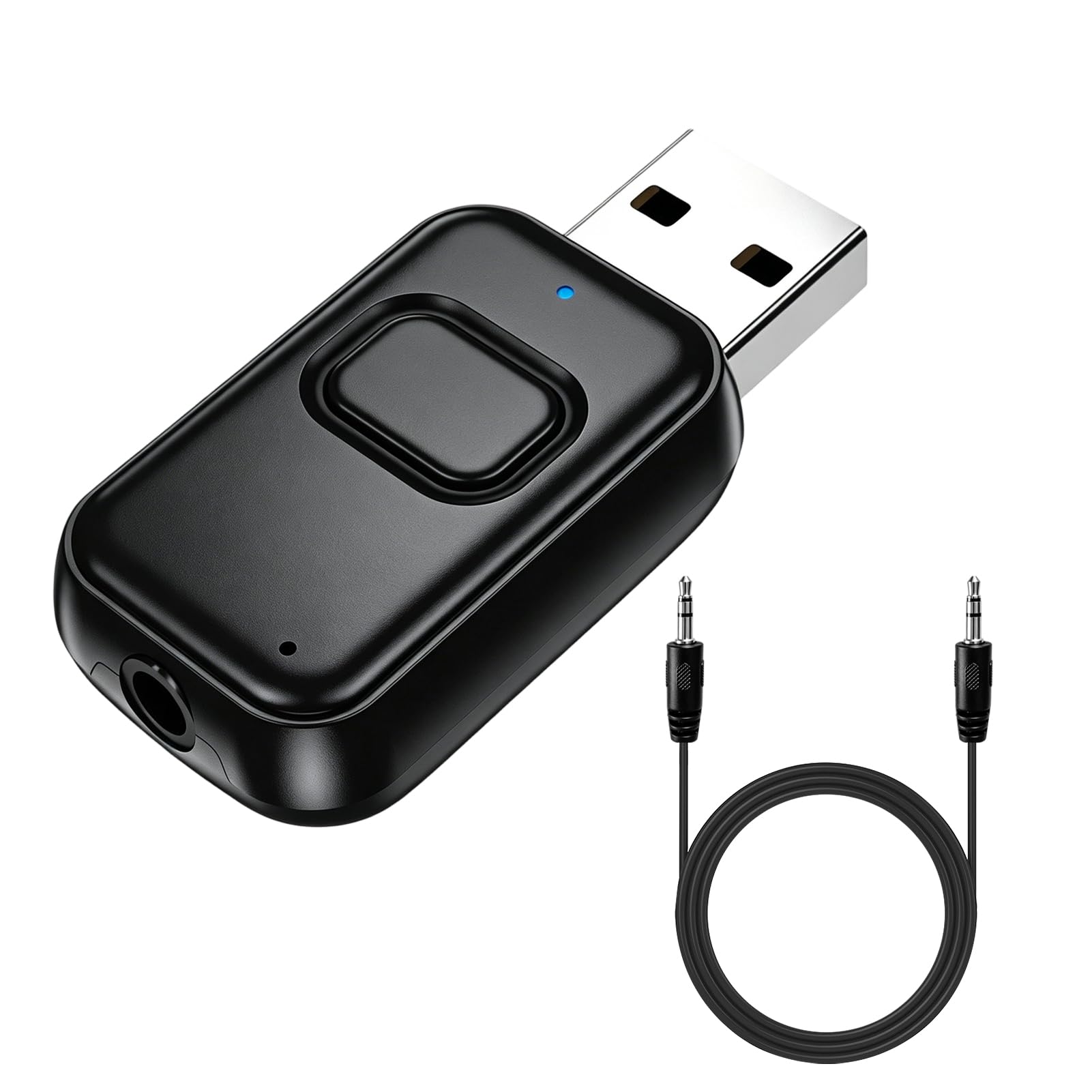 Bluetooth Adapter USB 5.4 Transmitter and Receiver 2 in 1 with 1/8" Jack, Low Latency Wireless Audio for TV, PC, Car, Speakers and Headphones, Plug & Play