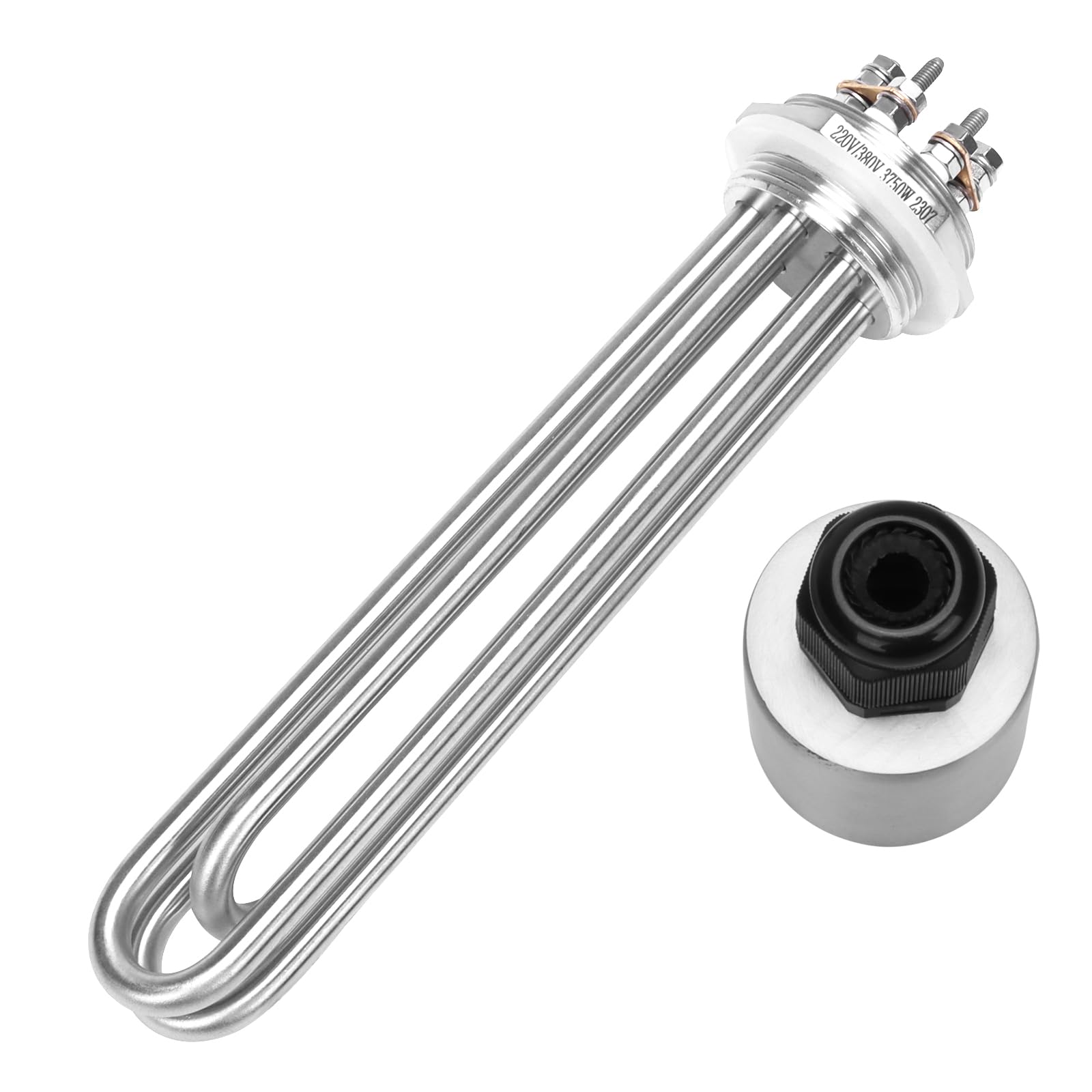 DERNORD 220V 3750W 1-1/2 Inch Heating Element 3U Type Water Heater BSP Stainless Steel Flange