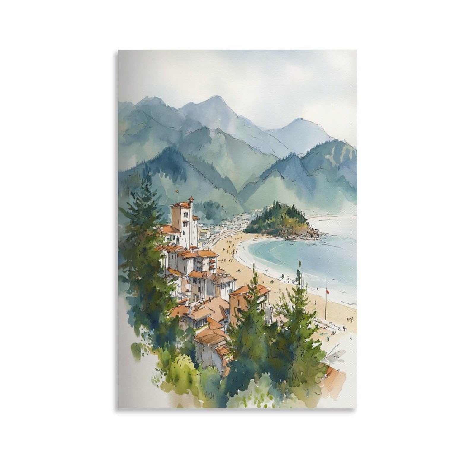 Tofino 20x30inch(50x75cm) Vintage Travel Poster Watercolor Canvas Art