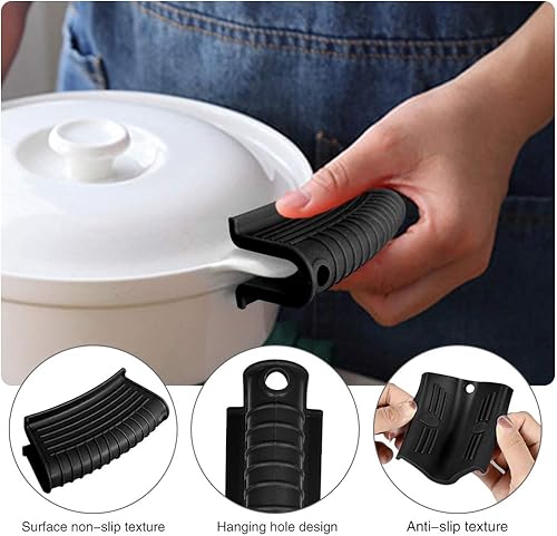 Miniatura 5 de Paquete de 8 fundas de mango de hierro fundido, soporte de silicona para mango caliente, soporte de mango de asistencia, funda antideslizante para