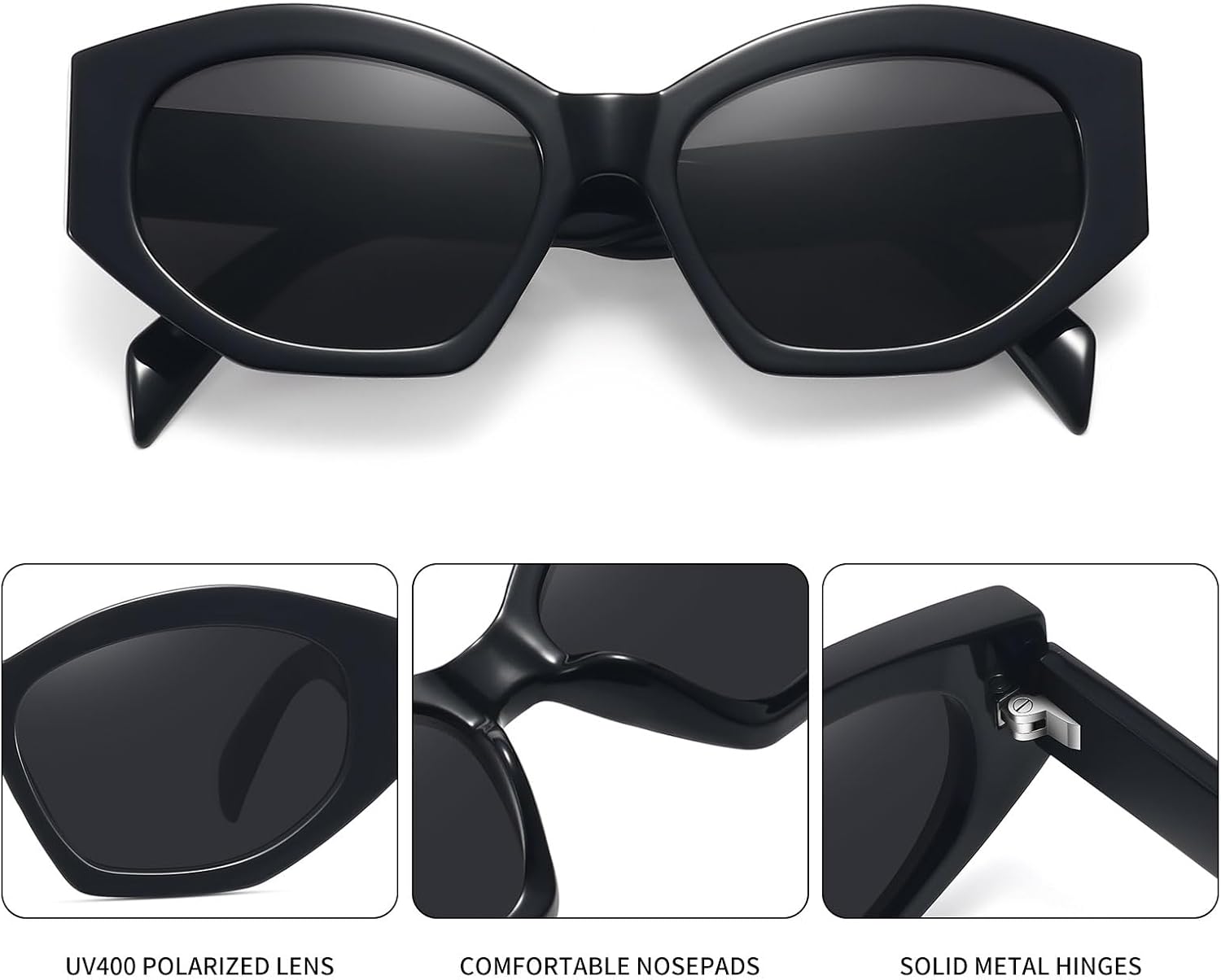 Hexagonal Polarized Sunglasses for Women Men Retro Trendy Designer Shades Sunglasses FZN815 - Image 3