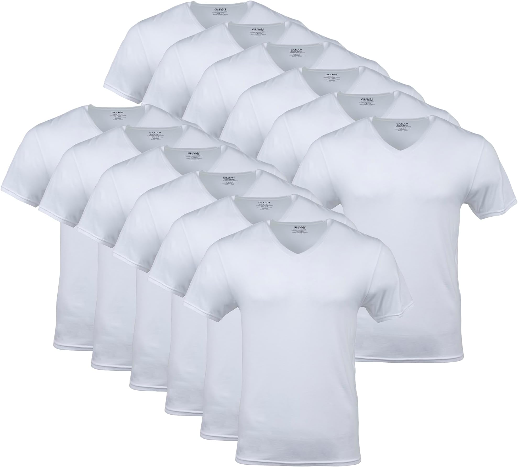 Gildan Men's V-Neck T-Shirts, Multipack, Style G1103, White (12-Pack), Clothing-Posinu-000026131