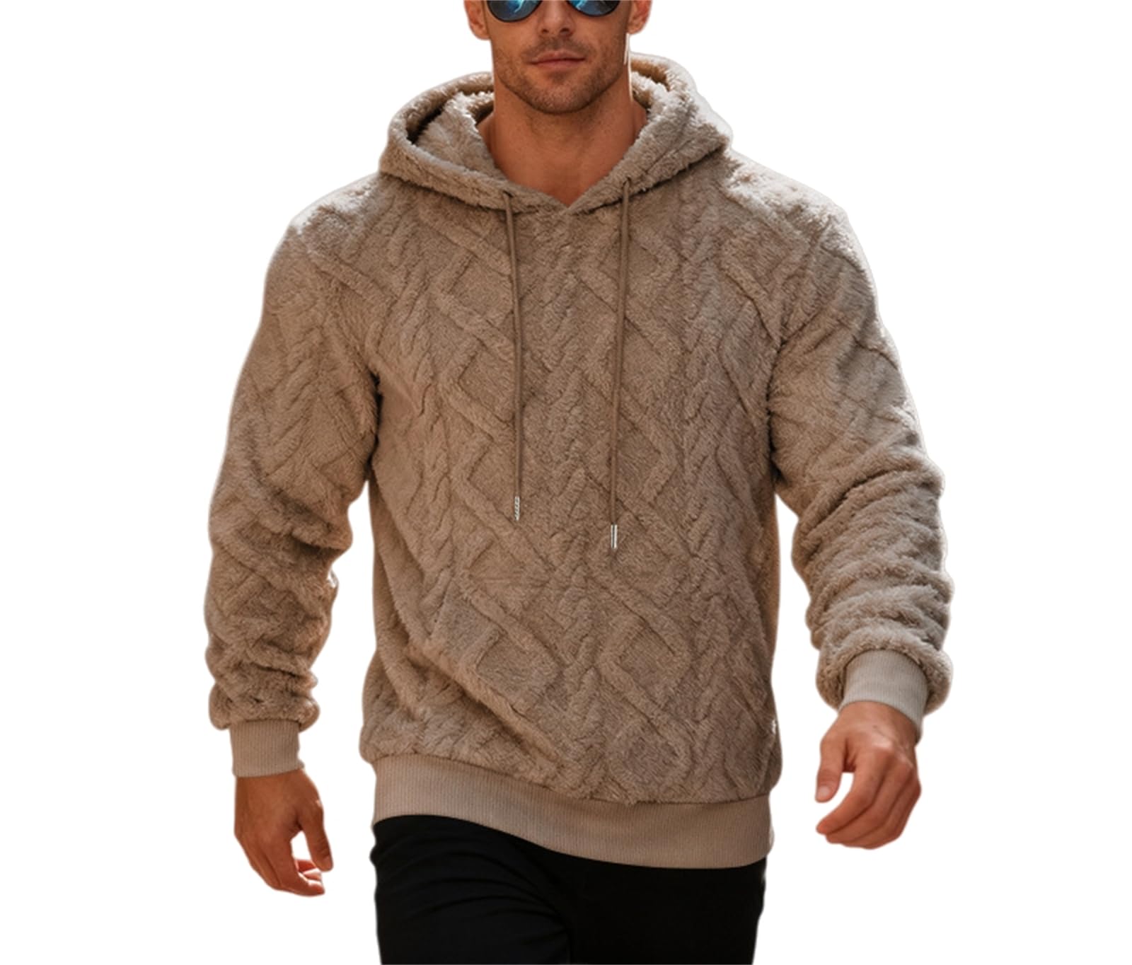 Męska bluza z kapturem Sherpa, bluzy ze sznurkiem, z długim rękawem, klasyczna odzież wierzchnia, polar, miękkie, zimowe bluzy z kapturem na pulower