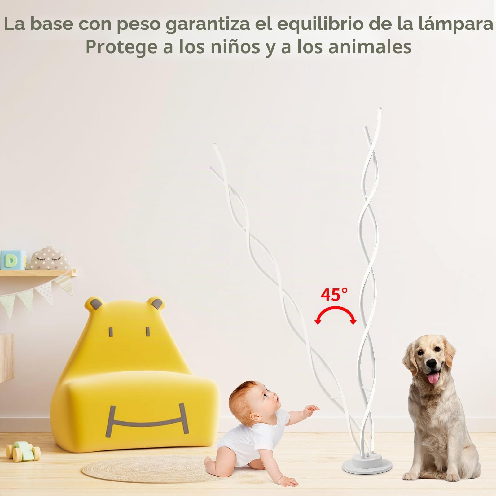 Lampara de pie, Lampara de pie salon LED, Lamparas de pie para salon con 3 temperaturas de color y 5 niveles de brillo, 145CM Lámpara de pie Blanco para Salón con Mando a Distancia.