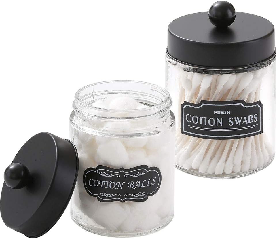 Elwiya Bathroom Apothecary Jars Set, Farmhouse Decor Glass