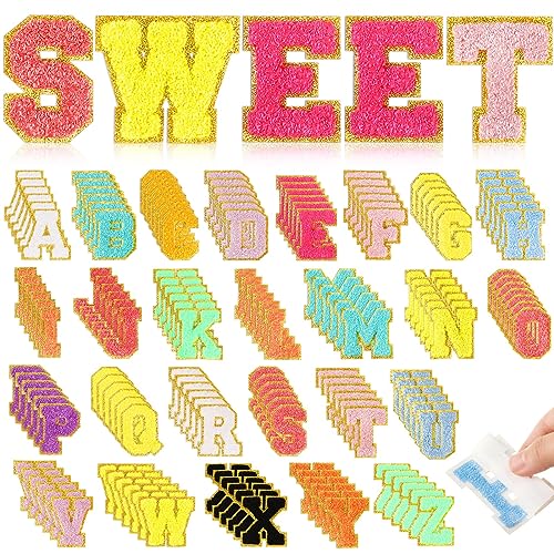 Yilloog 156 Pcs Self Adhesive Chenille Patches Preppy, Multicolor Style