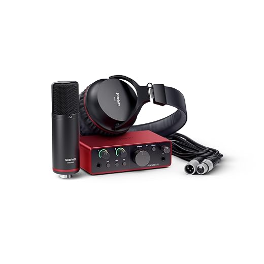 Focusrite Scarlett Solo Studio 4th Gen USB Audio Interface Bundle for the Songwriter, Guitarist or Vocalist with Condenser Microphone and Headphones for Recording, Songwriting, and Podcasting