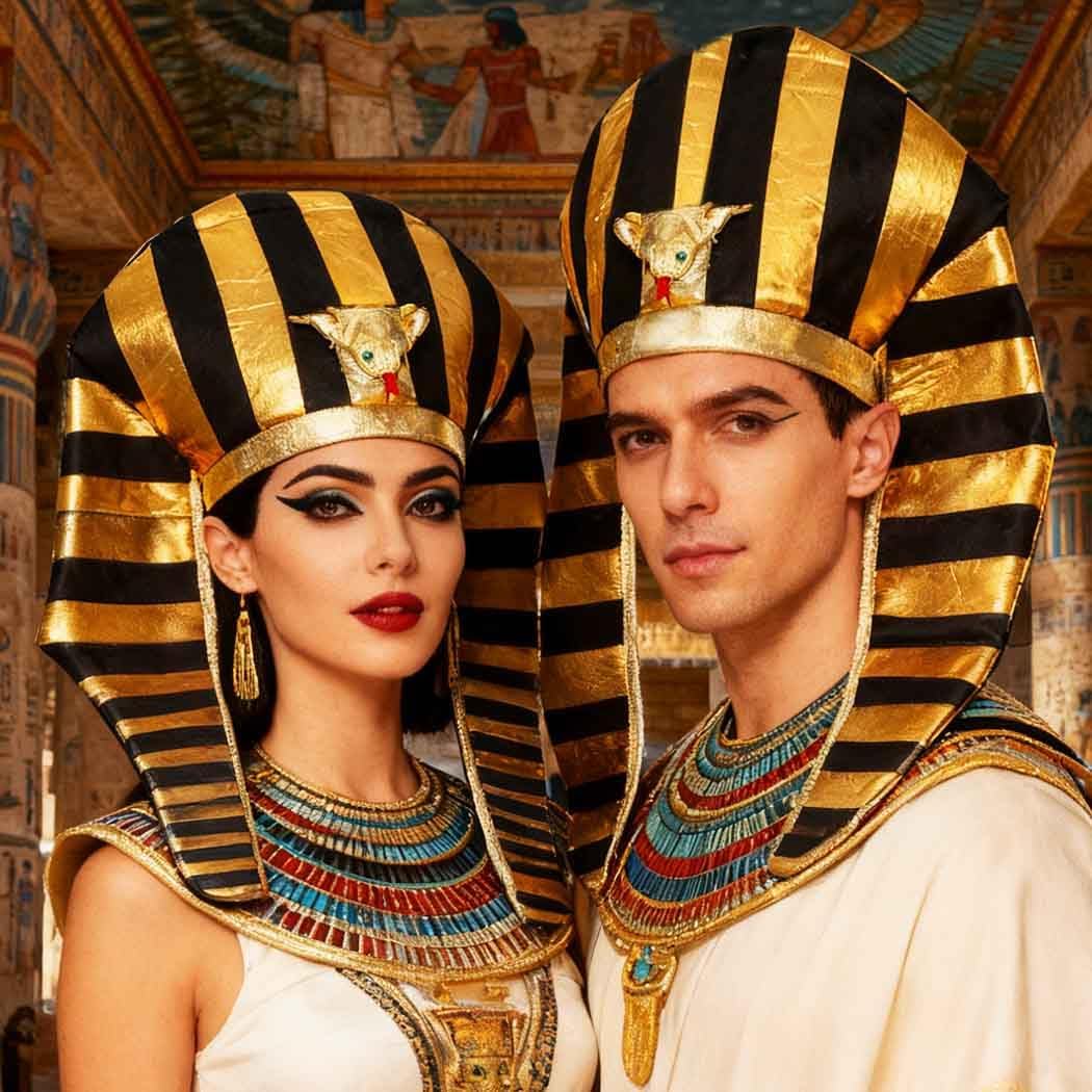 BARTOSI Cleopatra Headpiece Egyptian Headband Pharaoh Hat Headdress Halloween Costume Hair Accessories for Women and Men