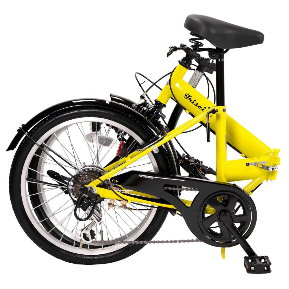 トリシーナ 折り畳み自転車 20インチ 外装6段 イエロー【f319fb52】 Amazon | 【 防犯登録付き/即乗りOK 】 20インチ 折りたたみ自転車