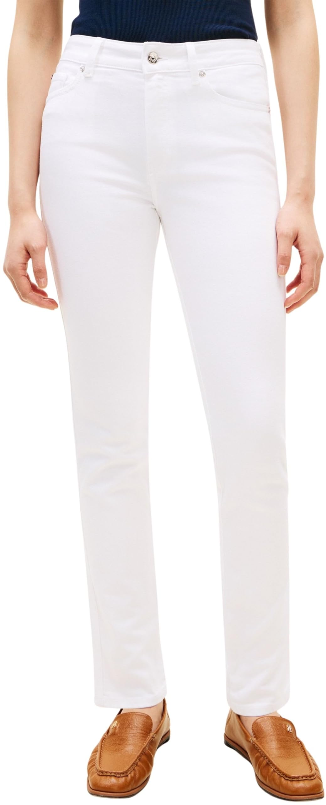 Tommy Hilfiger Women's DNM Clr Slim Rw WW0WW48579, White, 29W / 32L