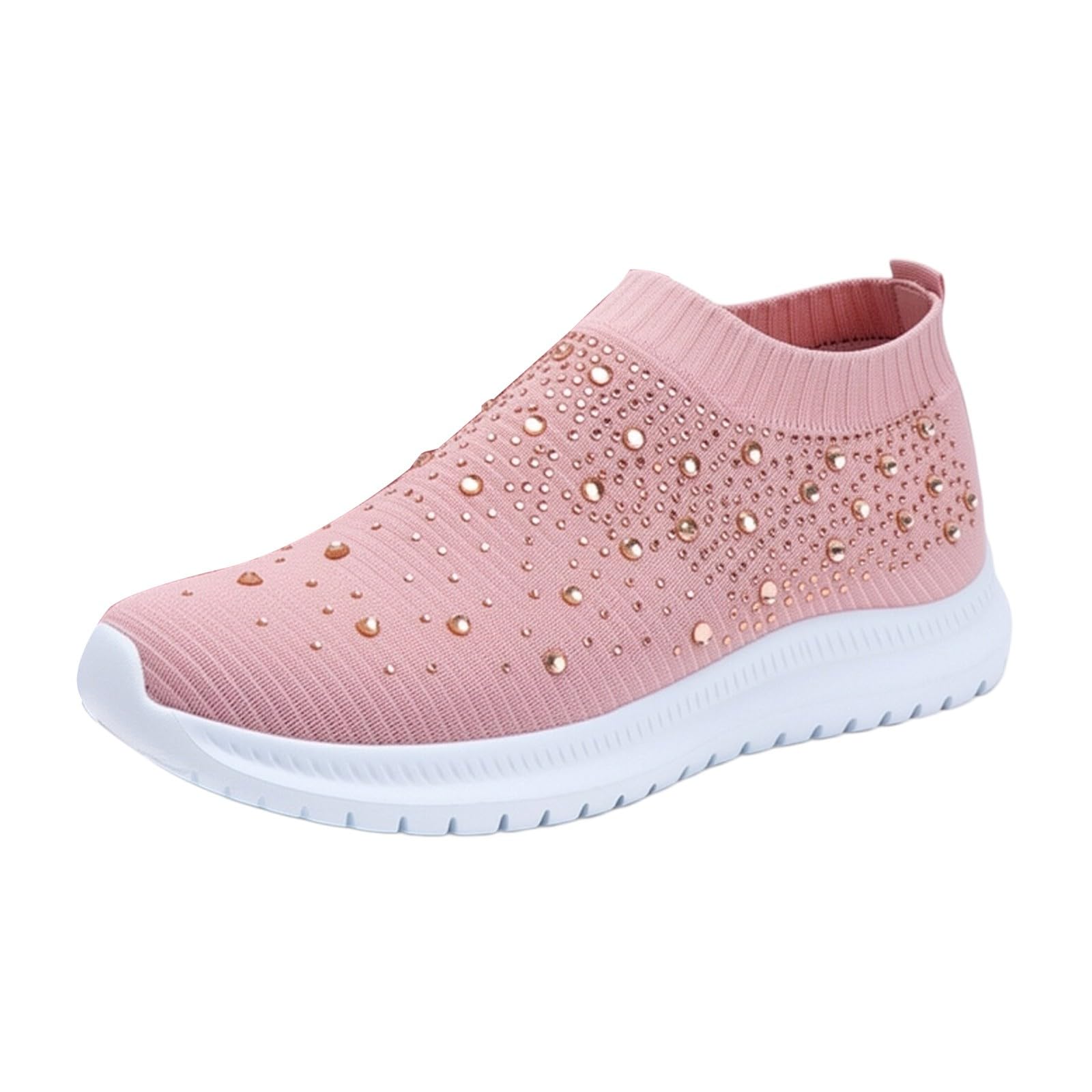 Scarpe da passeggio da donna, slip-on, estive, con strass, larghezza H | Scarpe da ginnastica, senza lacci, per il tempo libero, in rete, traspiranti, per corsa, fitness, attività all'aperto