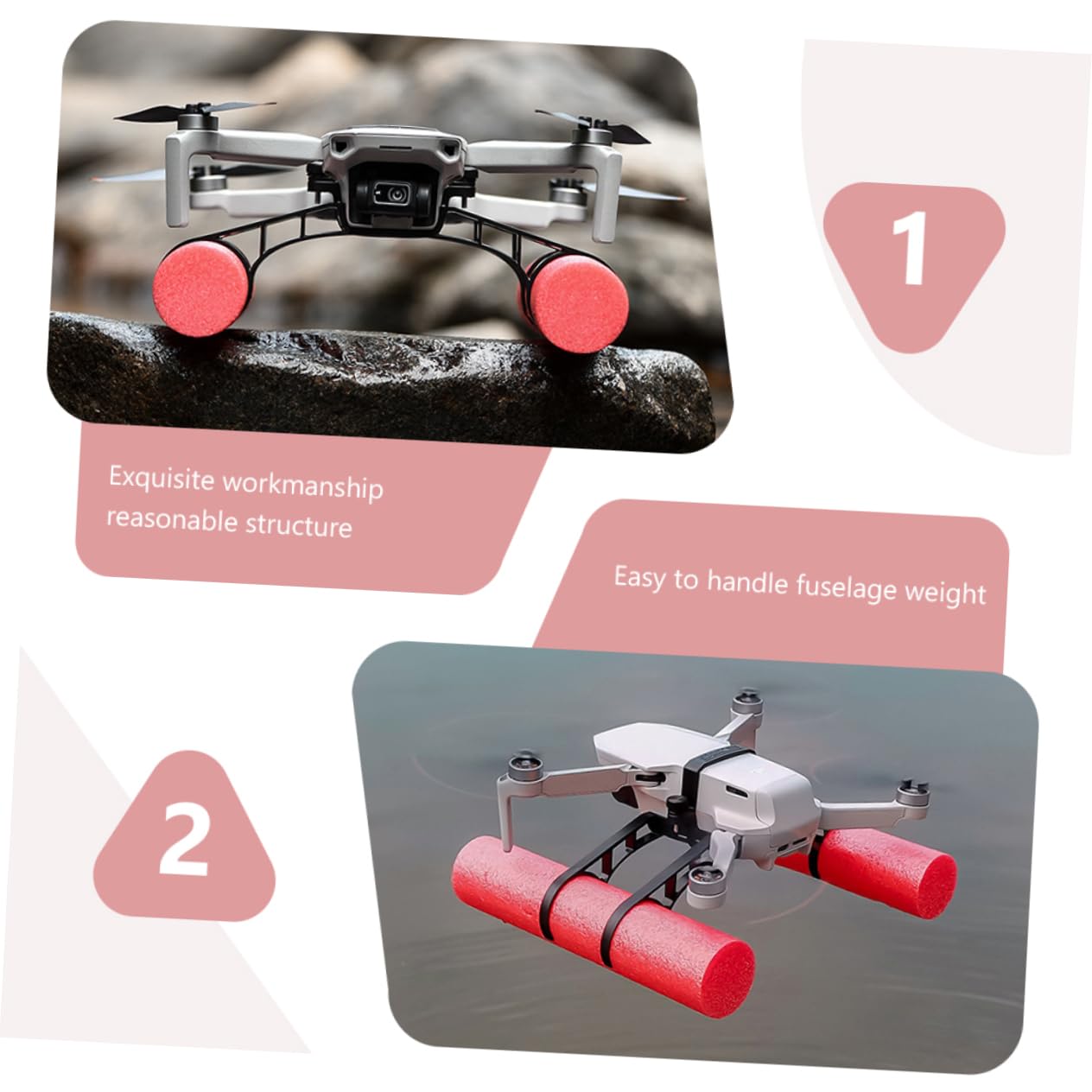 TOYANDONA Galleggiante per Droni Accessori per Droni Carrello di Atterraggio per Droni Estensioni del Carrello di Atterraggio per Mini Anello Volante Pieghevole Drone Rosa ABS