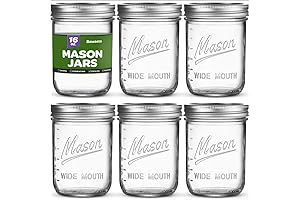 16 oz Mason Jars with Lids and Bands, Pack of 5