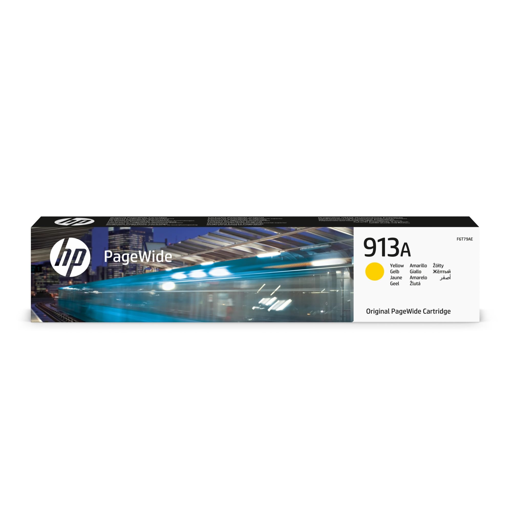 HP 913A Amarillo, Cartucho de Tinta Original | Compatible con HP PageWide Pro 352, 452, MFP 377, 477, rendimiento de 3000 páginas (F6T79AE)