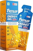 Fast&Up Energy Gel- Mango Passion flavour (Caffeinated) - Pack of 6 Gel Sachets, 39g per sachet- For Instant energy boost, Improved endurance and performance