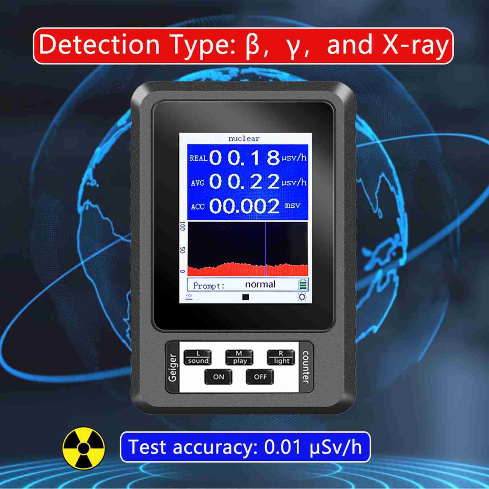 flexman Geiger Counter Nuclear Radiation Detector, Digital EMF Meter with LCD Backlit, Portable Real Time ? ? X Ray Detection Radiation Dosimeter for Home Outdoors