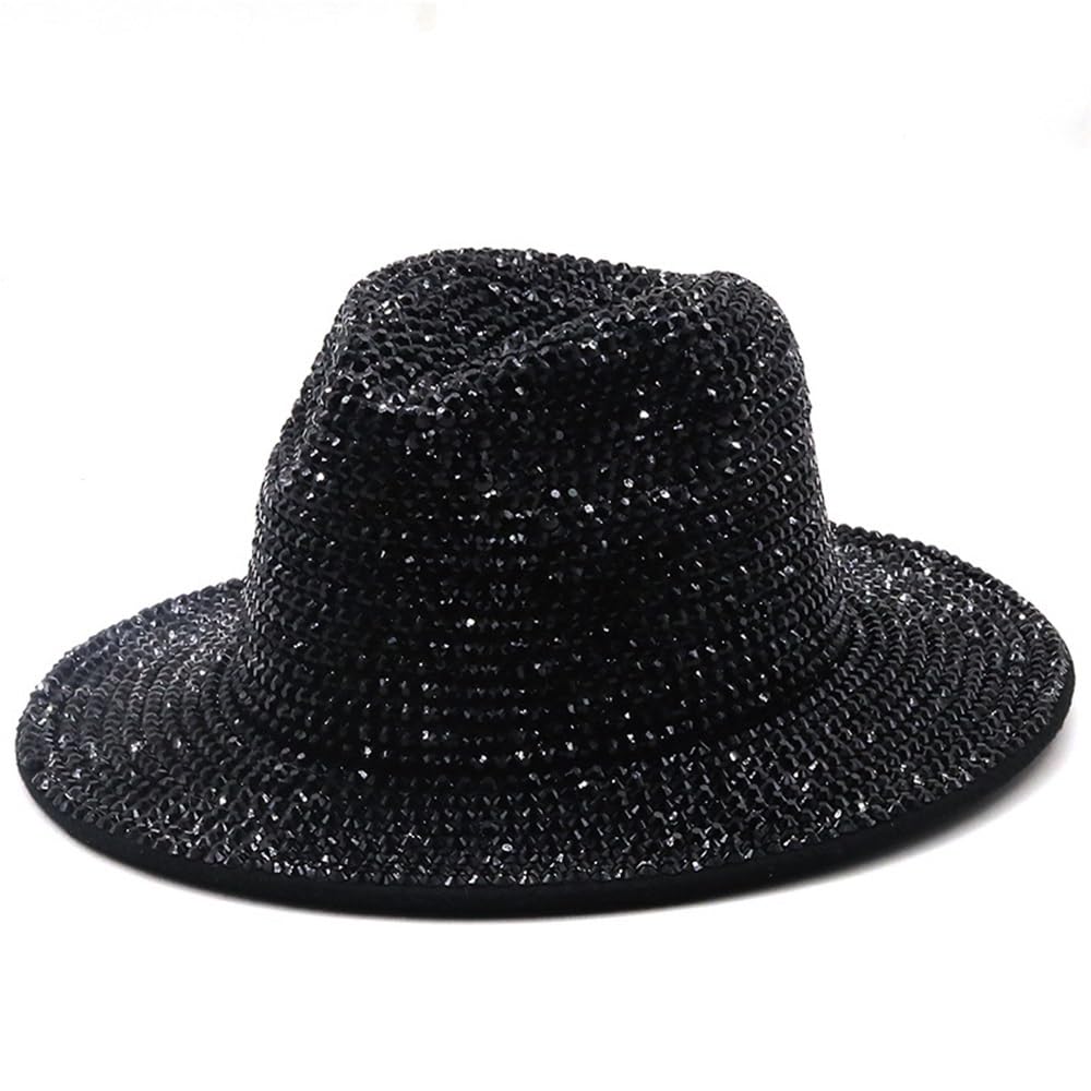 Chapeaux de cowboy western à large bord orné de strass pour mariage et spectacle taille L