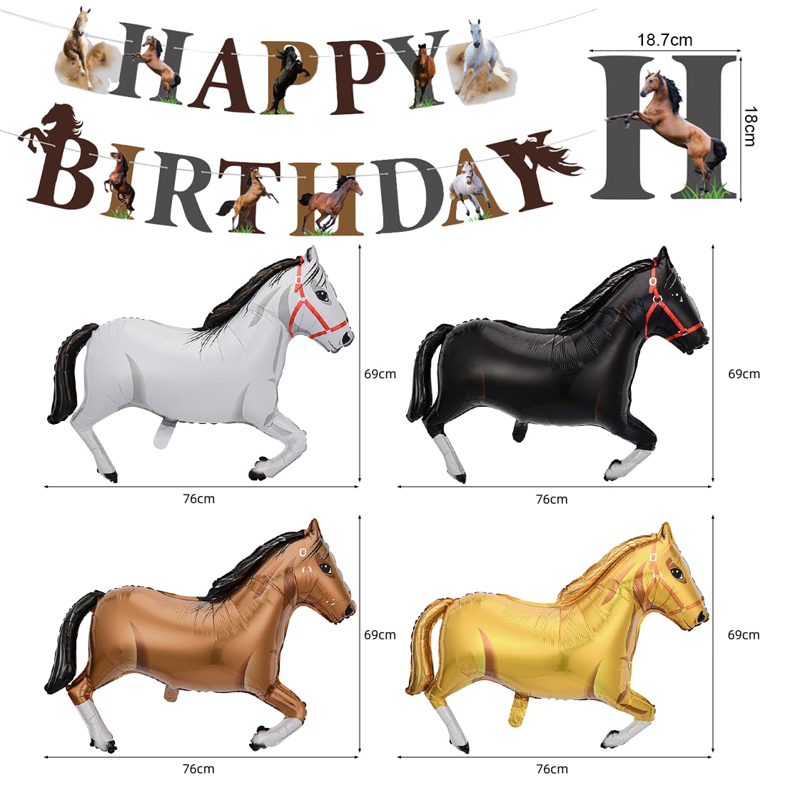 Verjaardagskaart paard ballonnen geel Verjaardagskaart paard ballonnen geel