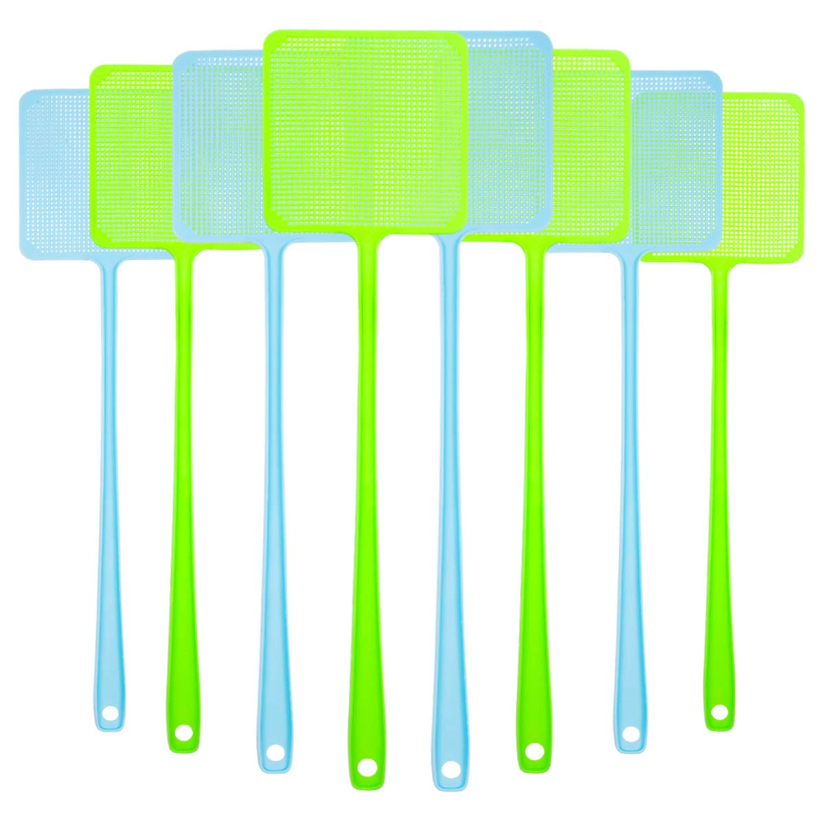 BottokanFly Swatter 8 Pack - Heavy Duty Fly Swatters Multi Pack - 17.5” Long Handle Manual Fly Swat - Much Flexible FlySwatter(4 Blue, 4 Green)