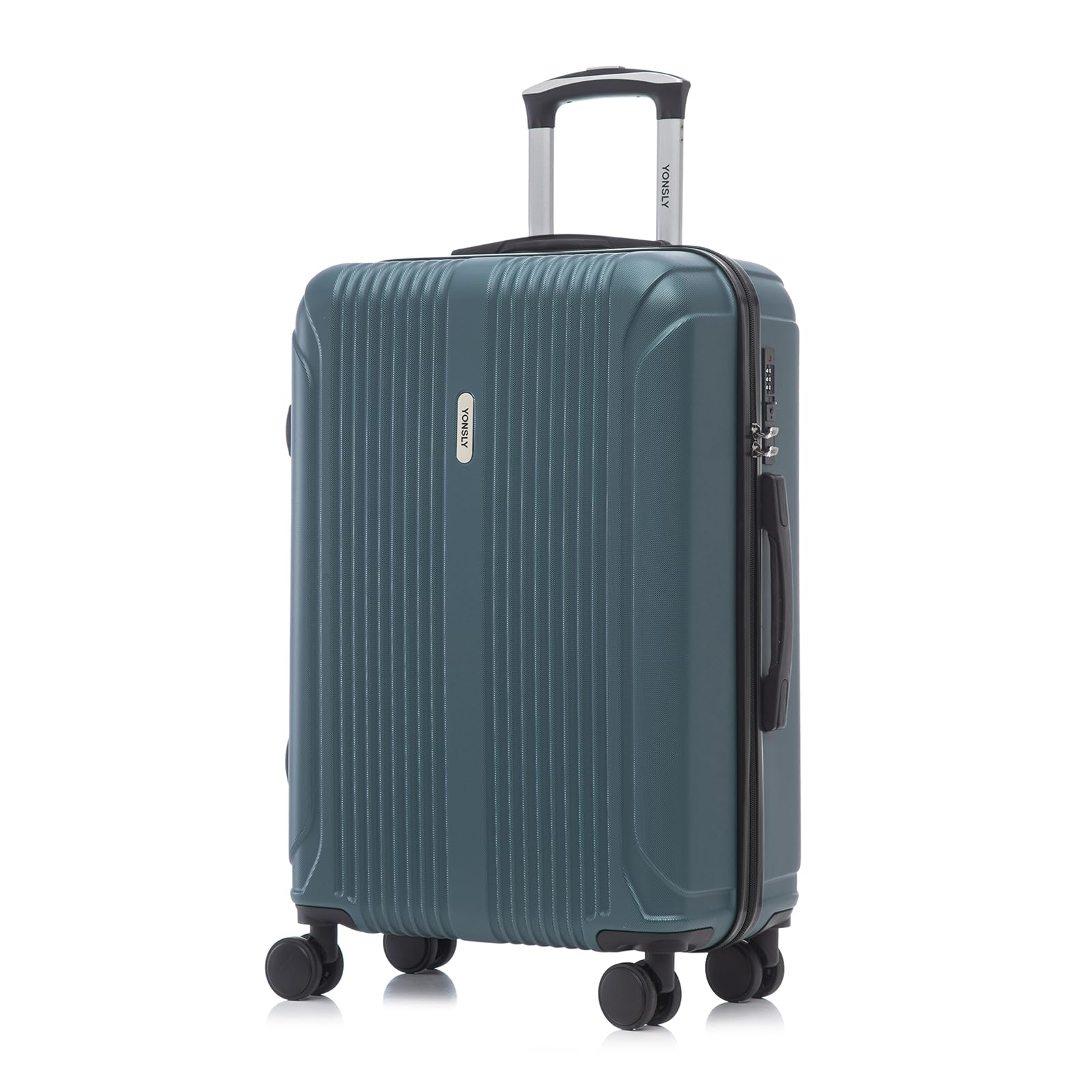 yonsly Koffer Suitcase, Trolley Reisekoffer, Rollkoffer Handgepäck mit 4 Rollen 360°, ABS Hartschalen, Sicherheitsschloss, Weicher Gummigriff, 210D-Futter