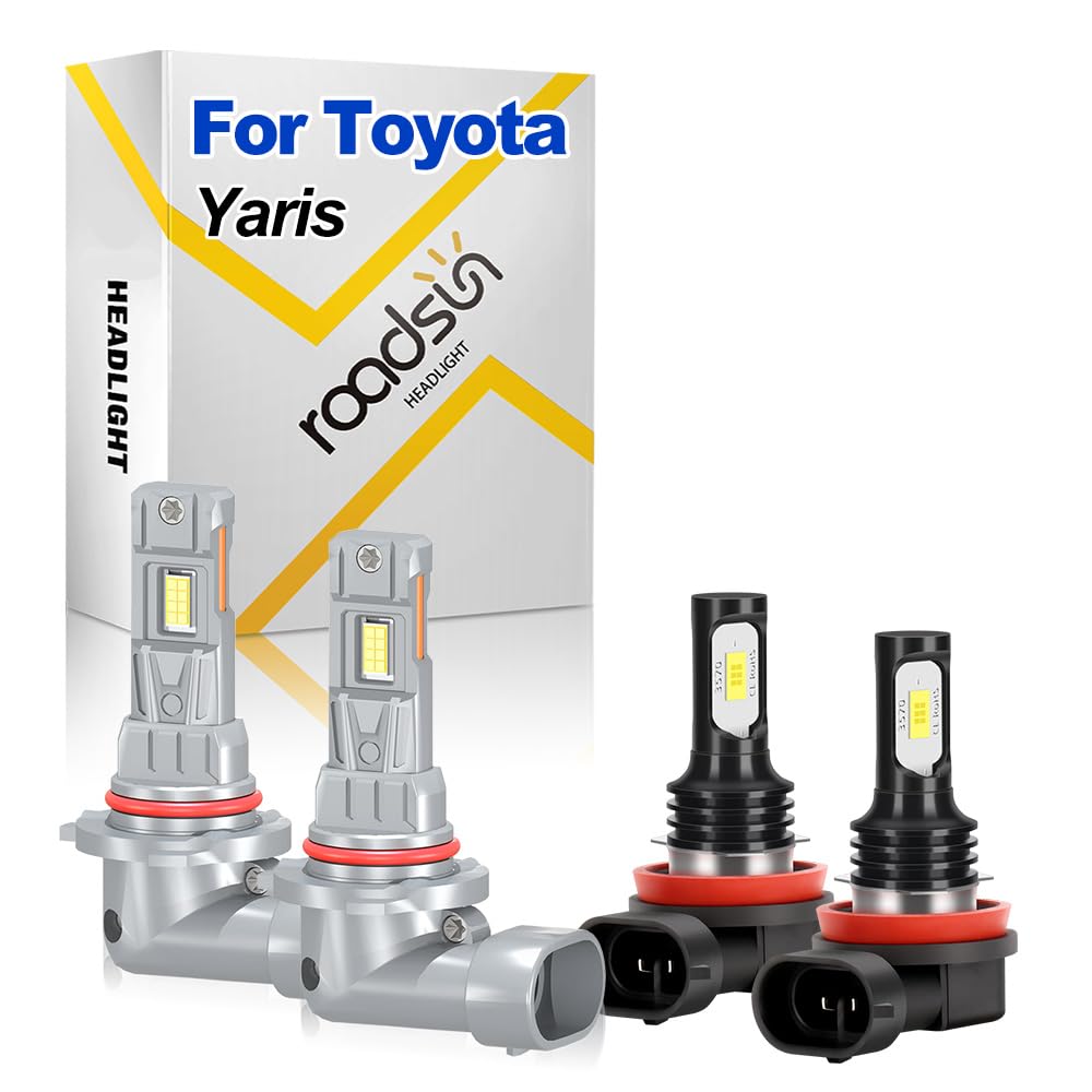 Lampadina LED per auto, 120W, 6000K Luce Bianca, Abbaglianti e anabbaglianti 9012 HIR2, Fendinebbia H11, Fari LED antiabbagliamento, Illuminazione notturna a 300 metri, For Toyota Yaris 2015-2018
