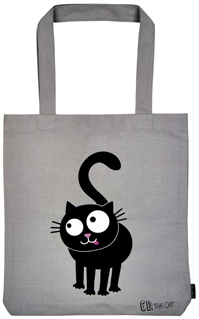 moses Ed, the Cat Cotton Shopper Fabric Bag 100% Cotton with Cat Motif, Shopper with Stand for Shopping, Office or University, 39 x 42 cm, Multicoloured, 42, Like me