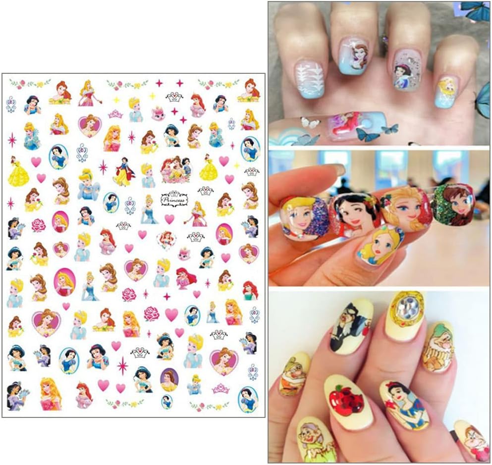 JinPren 6 Sheets Cute Nail Art Decals 3D Self Adhesive Designer Mermaid Nail... thumbnail 4