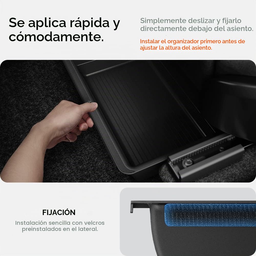 Spigen Organizador de caja de almacenamiento debajo del asiento (edición de carbono) diseñado para Tesla Model Y 2022-2021