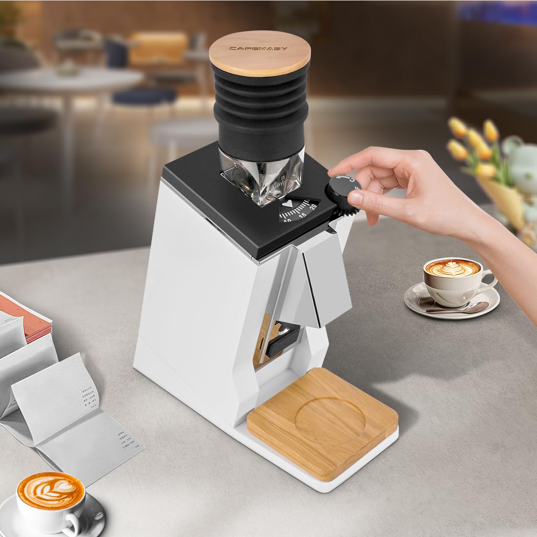 Molinillo de café Set Dial, rueda de ajuste de molinillo de café con control de ajuste y tapa cuadrada, compatible con molinillos de café Eureka Mignon, ajuste de grado de molienda sin esfuerzo