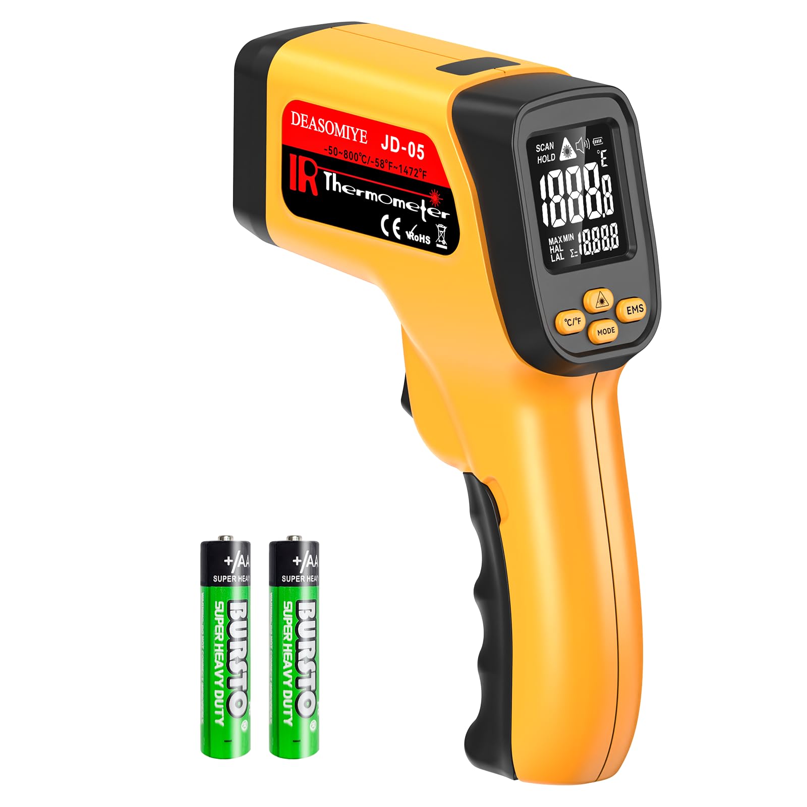 Laser Infrared Thermometer Non-Contact Digital Temperature Gun, -58℉～1112℉(-50℃～600℃) IR Thermometer for Industrial, Kitchen Cooking, Automotive, HVAC (Not for Human Body Temp) — Amazon image 10