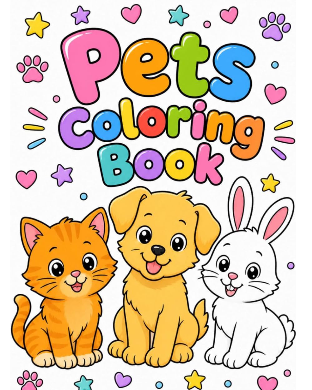 Pets Coloring Book: Large images | Coloring Book For Kids Boys & Girls | Preschool Kindergarten Activites