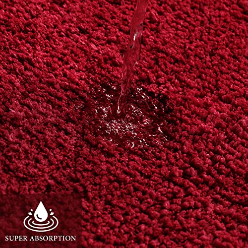 Miulee Red Bath Rugs For Bathroom - Soft And Absorbent Non-Slip Mats For Shower Bath And Toilet, Machine Washable, 20'' X 30'' #TOP1