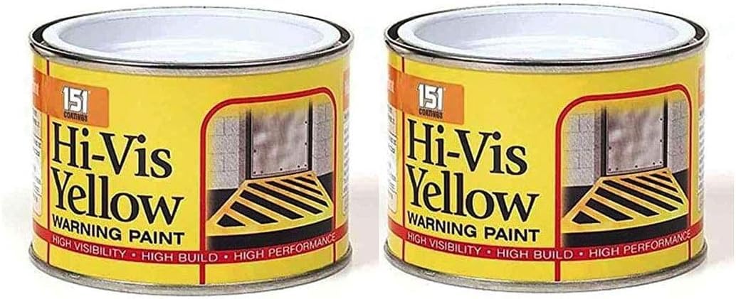 GSV Essentials 2x Hi-Vis Yellow Highway Warning Paint, High Visibility Road High Lighther Non Drip Paint,Safety Marker for Warning Sign, Interior and Exterior Use (180 ml)