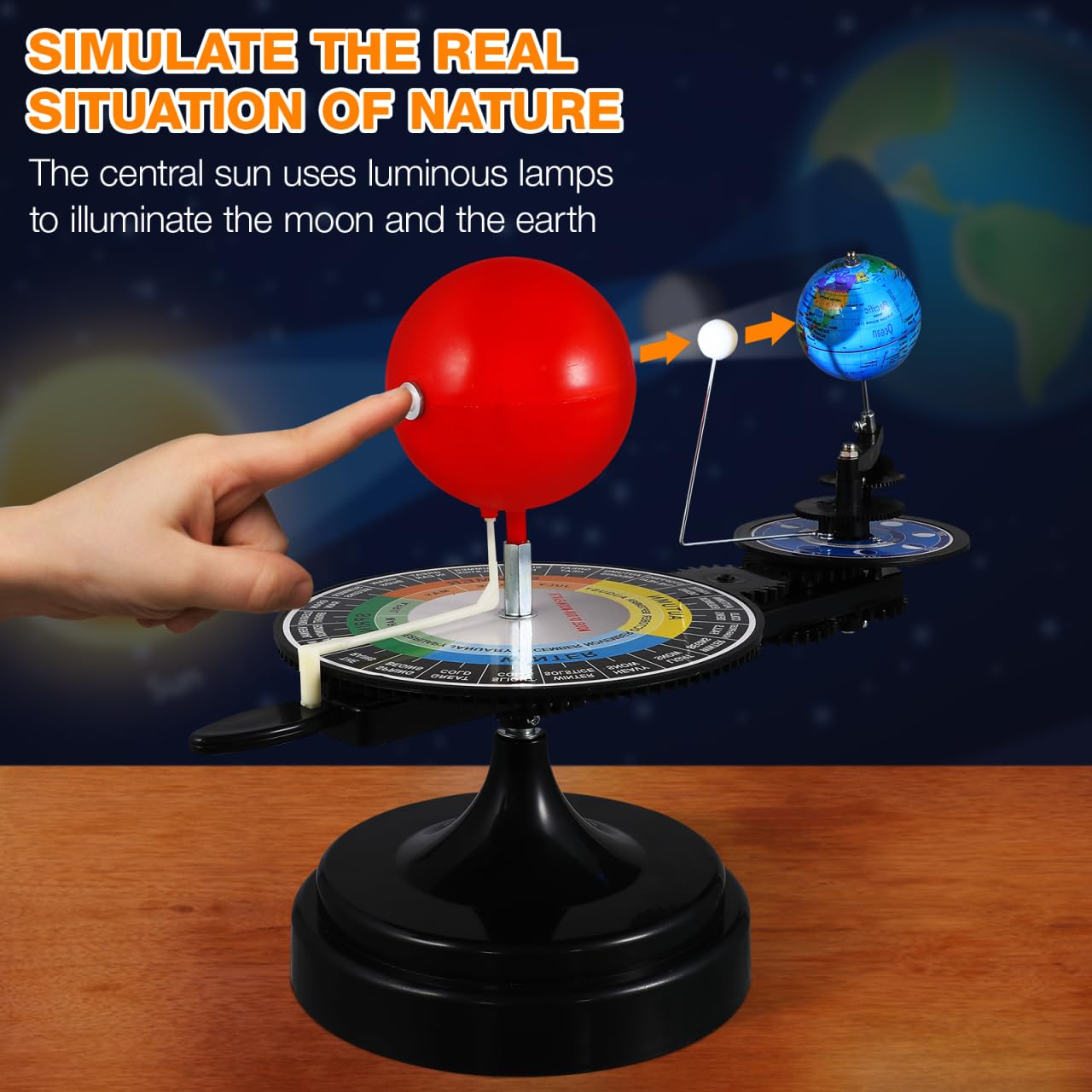 ULTECHNOVO Modello Solare - Sole Terra Modello Orbitale - Solare Planetario 3D Modello Rotante Scienza Istruzione Astronomia Cognizione