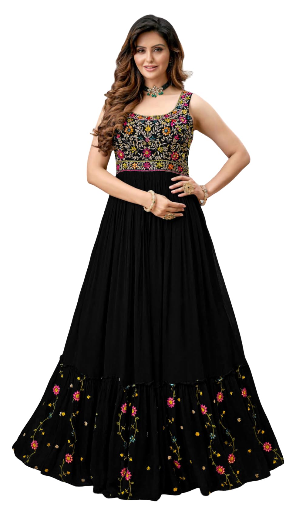 Women's Georgette Stitched Traditional Stunning Outfit with Boutique Long Anarkali Western Dress Designs, Stylish Party Dresses Gown