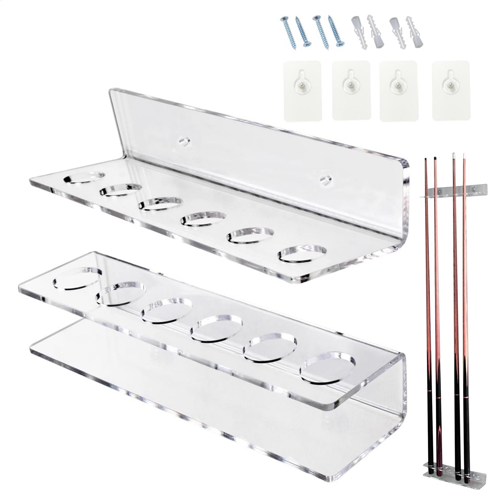Estante para s de billar, soporte para tacos de billar montado en la pared - Soporte para de billar, montaje en pared,Organizador de accesorios de mesa de billar acrílico, sostiene 6 tacos de billar p