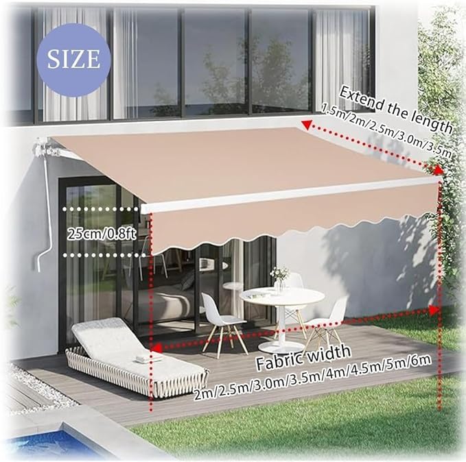 Tela de repuesto para toldo de patio 3x2,5m, lona impermeable duradera 3
