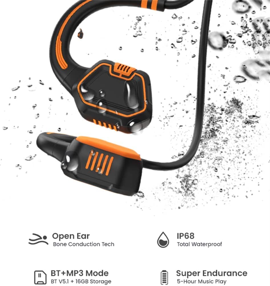 Słuchawki przewodzenia kostnego Bezprzewodowe słuchawki przewodzenia kostnego Bluetooth otwarte ucho bezprzewodowe słuchawki stereo HiFi z mikrofonem, do biegania, jazdy na rowerze, treningu, siłowni, wodoodporne IPX68 (kolor: A)