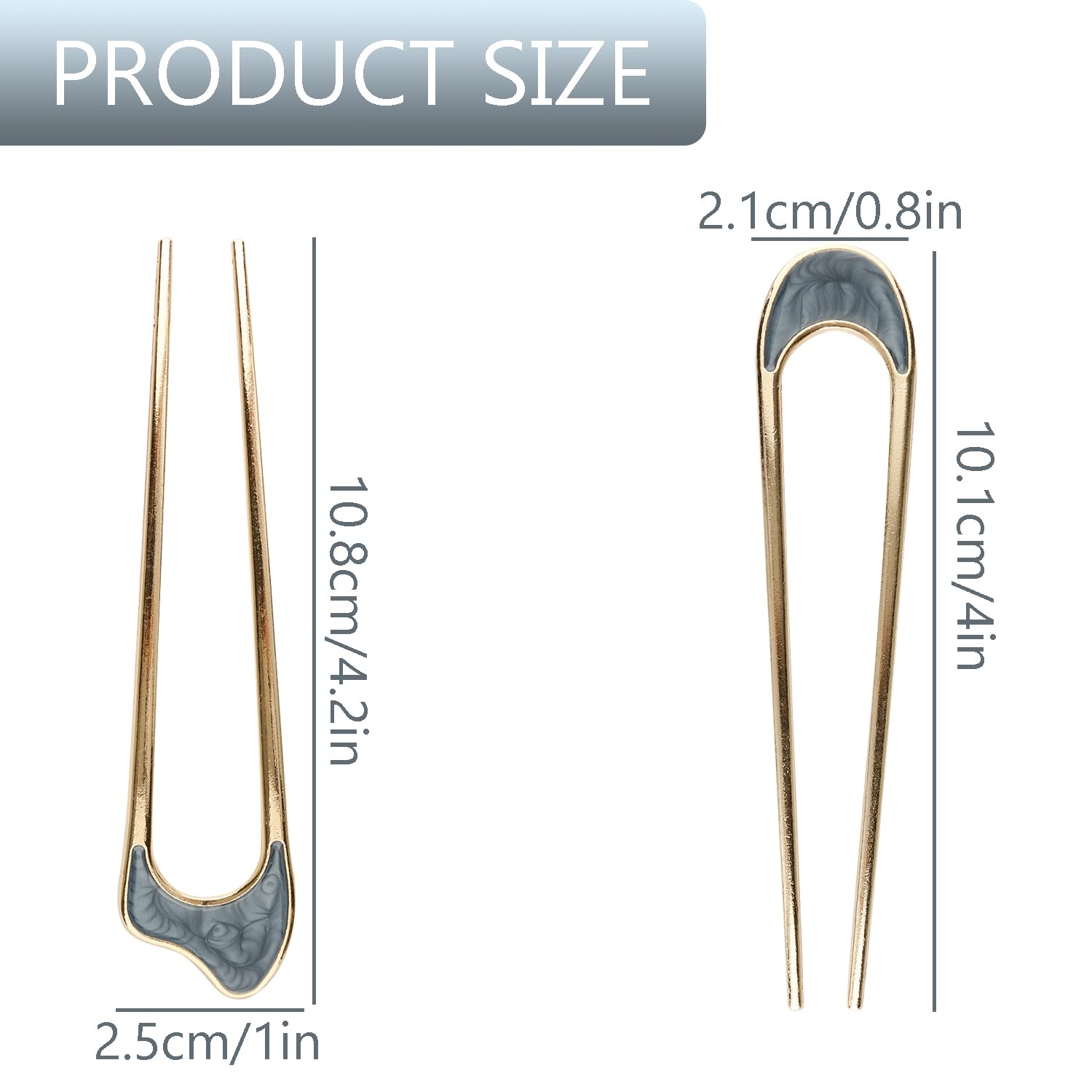 Thyonta 6 Pcs Metal U-Shaped French Vintage Style Hair Pins for Buns Weddings & Parties, silver, 1 count (Pack of 6) - Image 2