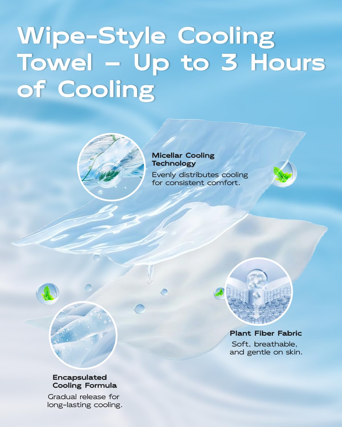 CoolRush asciugamano rinfrescante, fascia per collo di ghiaccio per calore estremo, grande pulizia del corpo rinfrescante senza risciacquo, stracci bagnati per allenamento, lago, passeggiate, pesca