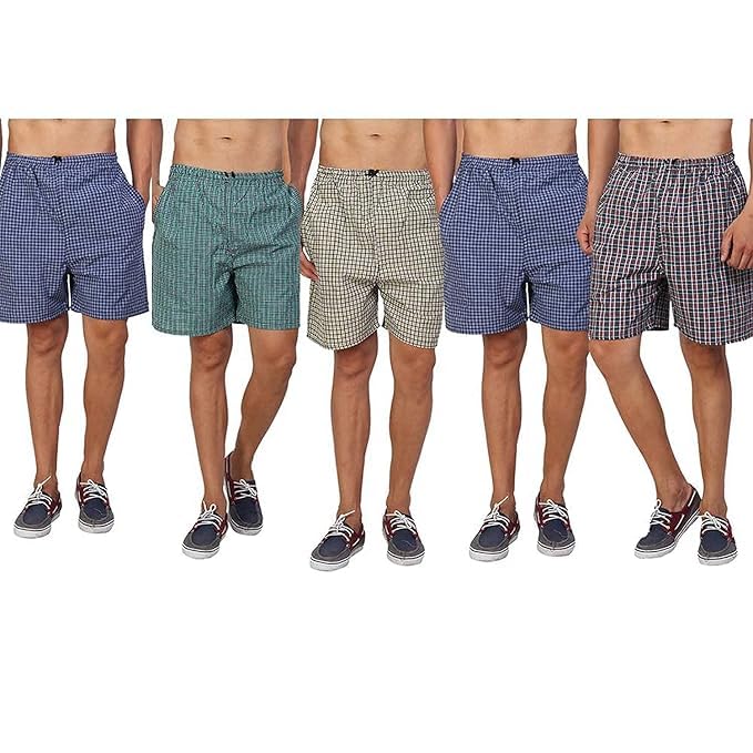 riksaw Men's Boxers Ultra-Light Soft Cotton Checkered Boxer Shorts (Pack of 5) - Made in India-picture-45