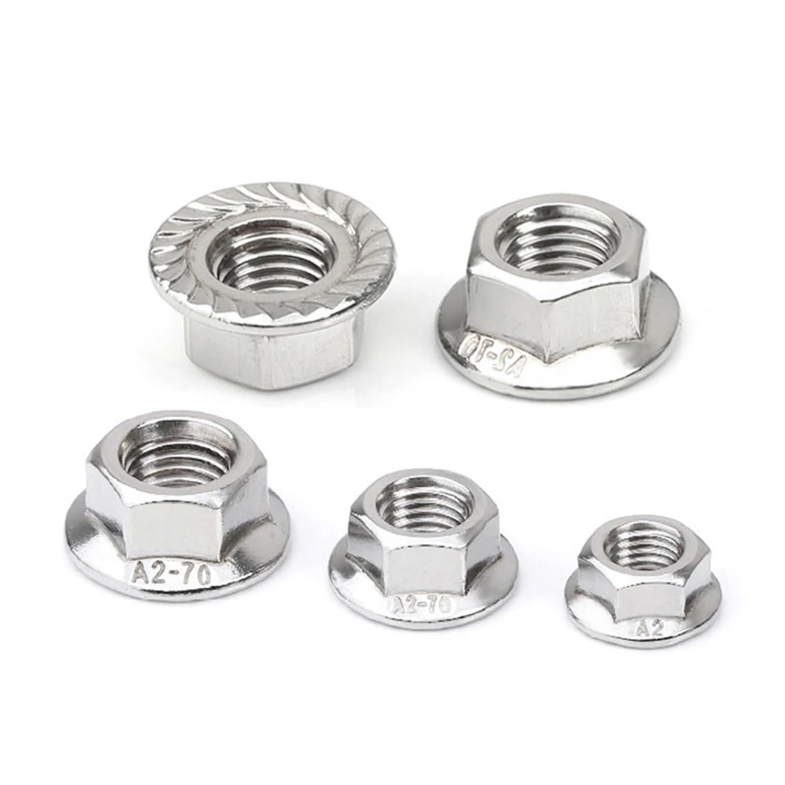 Tuerca hexagonal con brida, 10 tuercas autoblocantes hexagonales de acero inoxidable 304 con brida y cierre deslizante.(M20)
