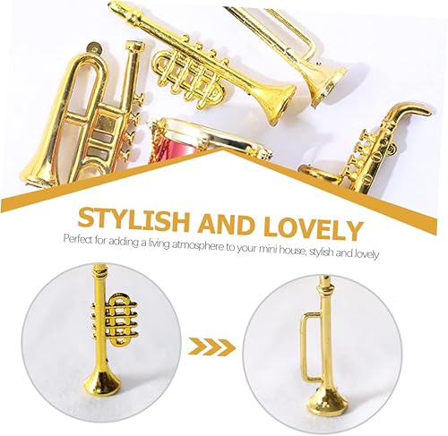 Alasum 5pcs Miniature Musical Instruments Dollhouse Decor Tiny House Musical Toy Models Encourages Development Skills for Boys and Girls Playtime Decor
