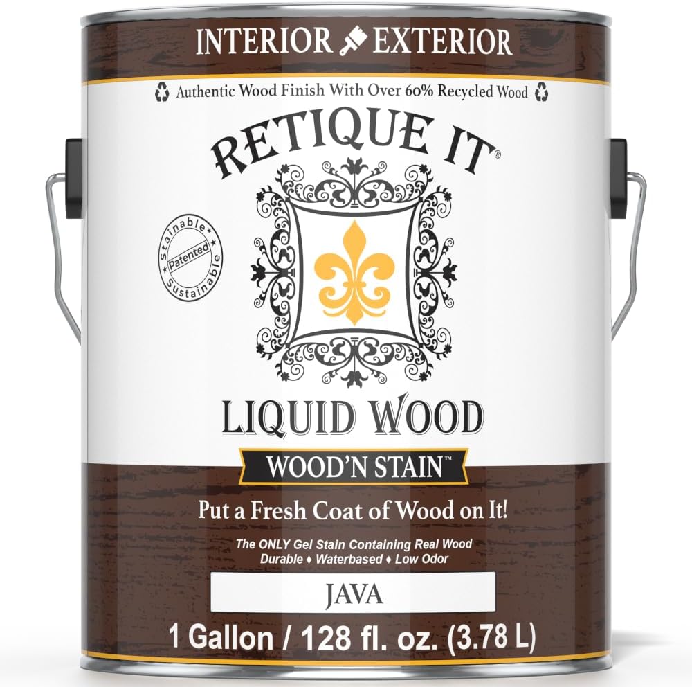 Retique It Wood'nStain - Liquid Wood Gel Stain Interior/Exterior (128 oz (Gallon), Java)