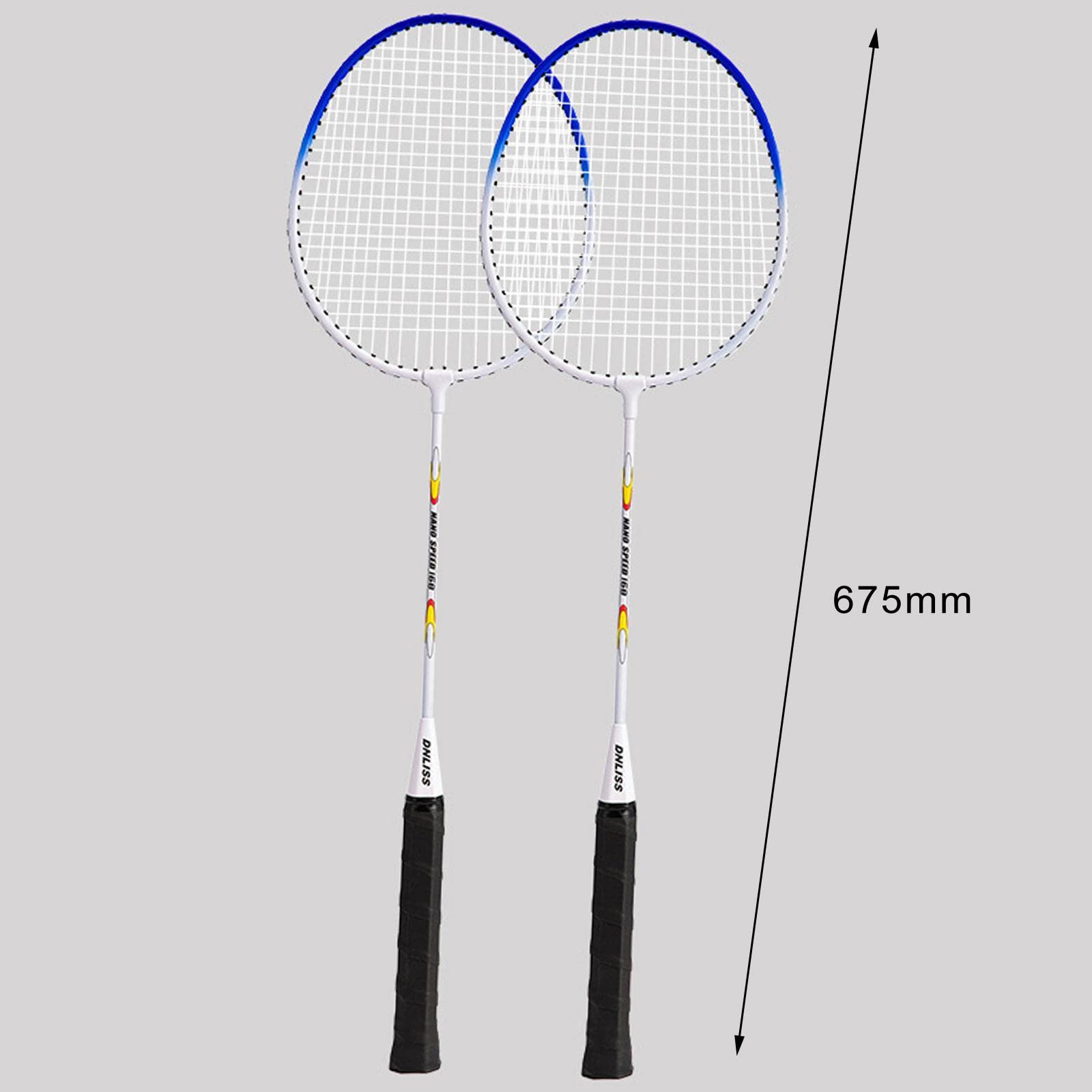 2 Pezzi Racchette da Badminton Set Allenamento Doppio Racchetta Leggera Struttura Resistente Ferro Lega Adatte per Giocare in Giardino Principianti