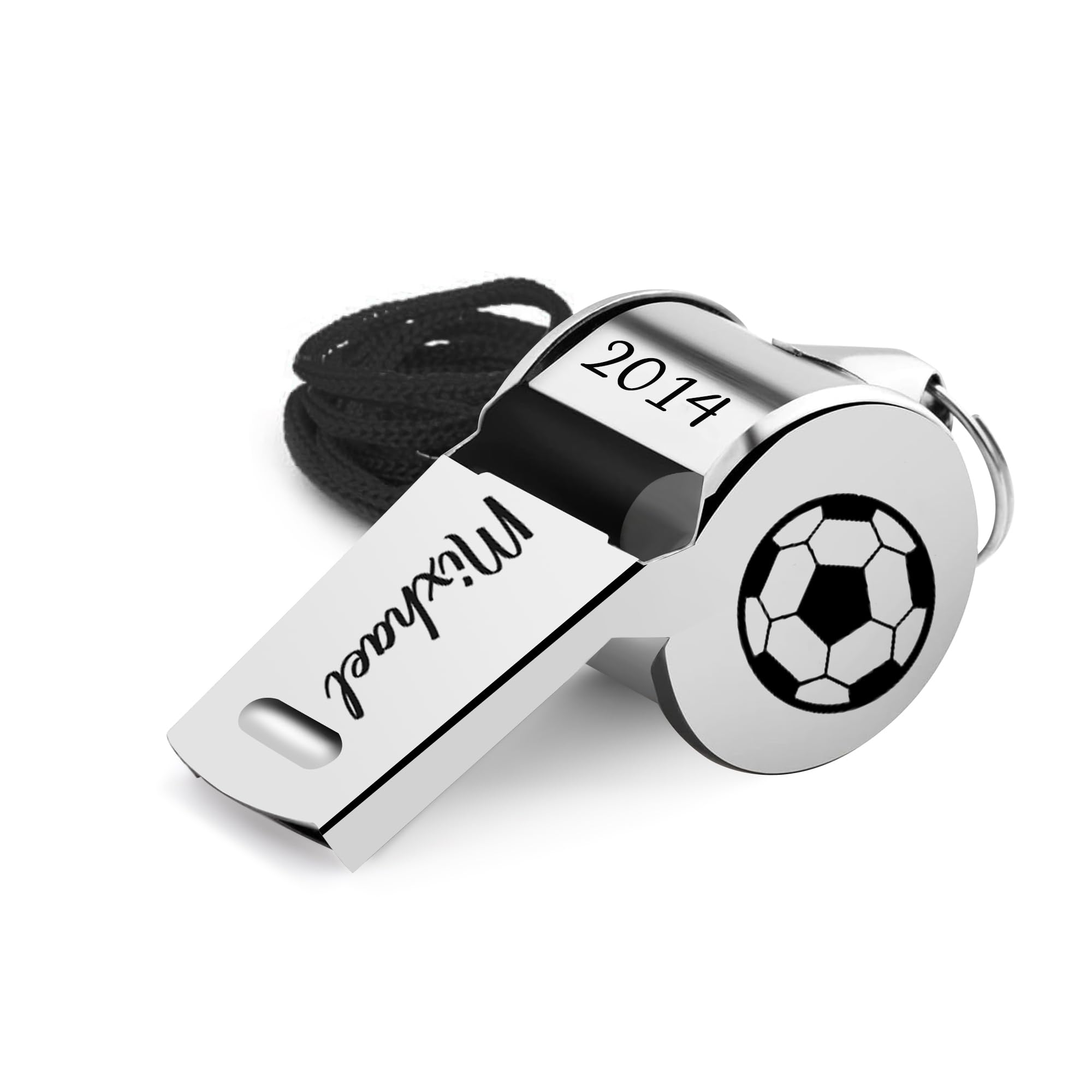Nergaebe Personalized Whistle with Name for Coach, Custom Name Whistle with Lanyard for Women Men, Stainless Steel Sports Whistles, Appreciation Gift for Coach, Reference, Teacher, Sports Lover
