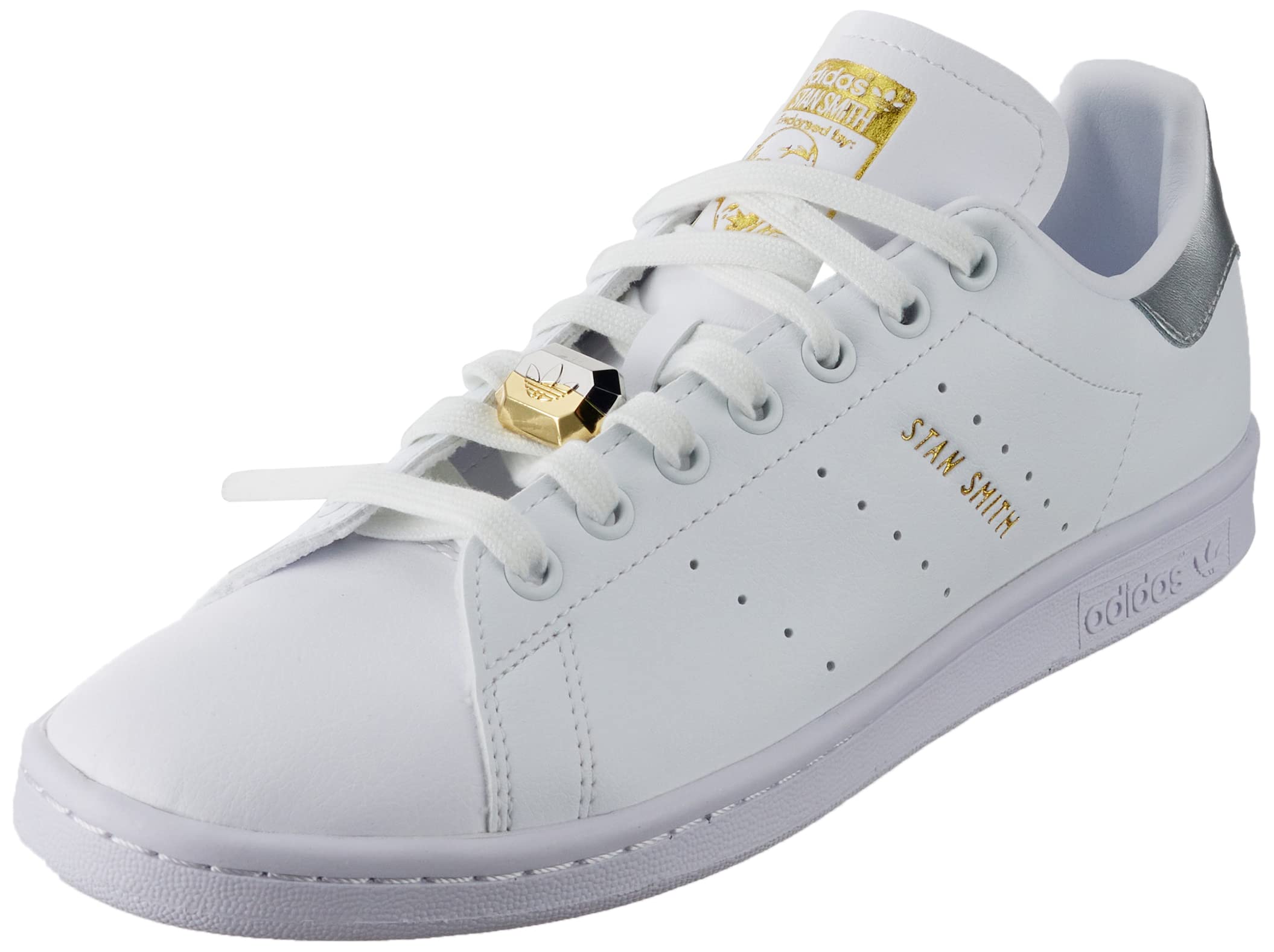 adidas Stan Smith W, Women's High Top Sneakers, White Silver Grey Off Met Light Gold Met, 8 US