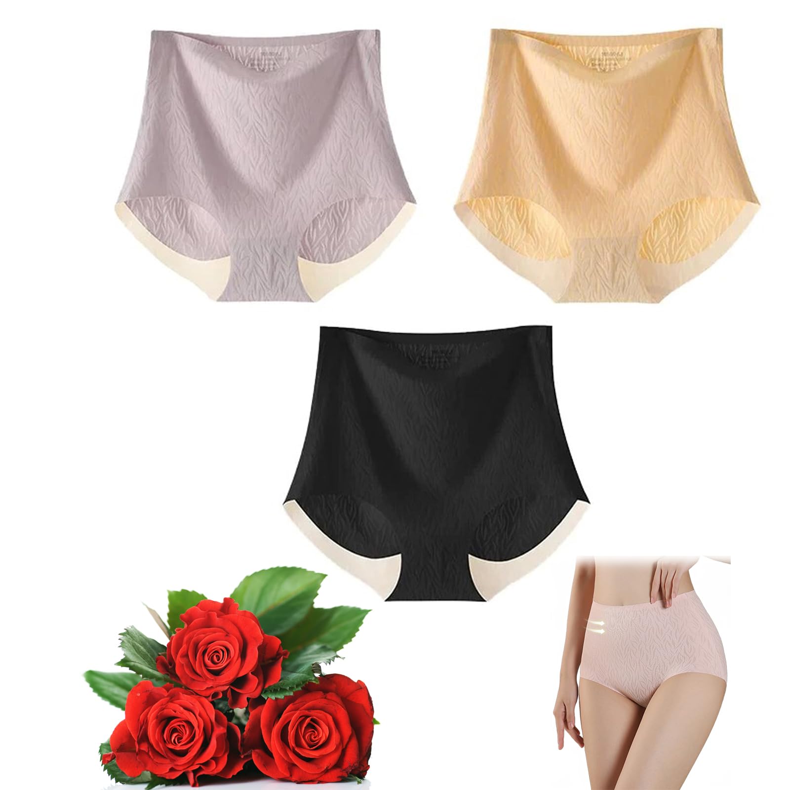 Curvesmeet Fresh Seamless High Waist Butt Lift Panties, Heykomi Fresh Seamless High Waist Butt Lift Panties Briefs (3PCS-G,M)